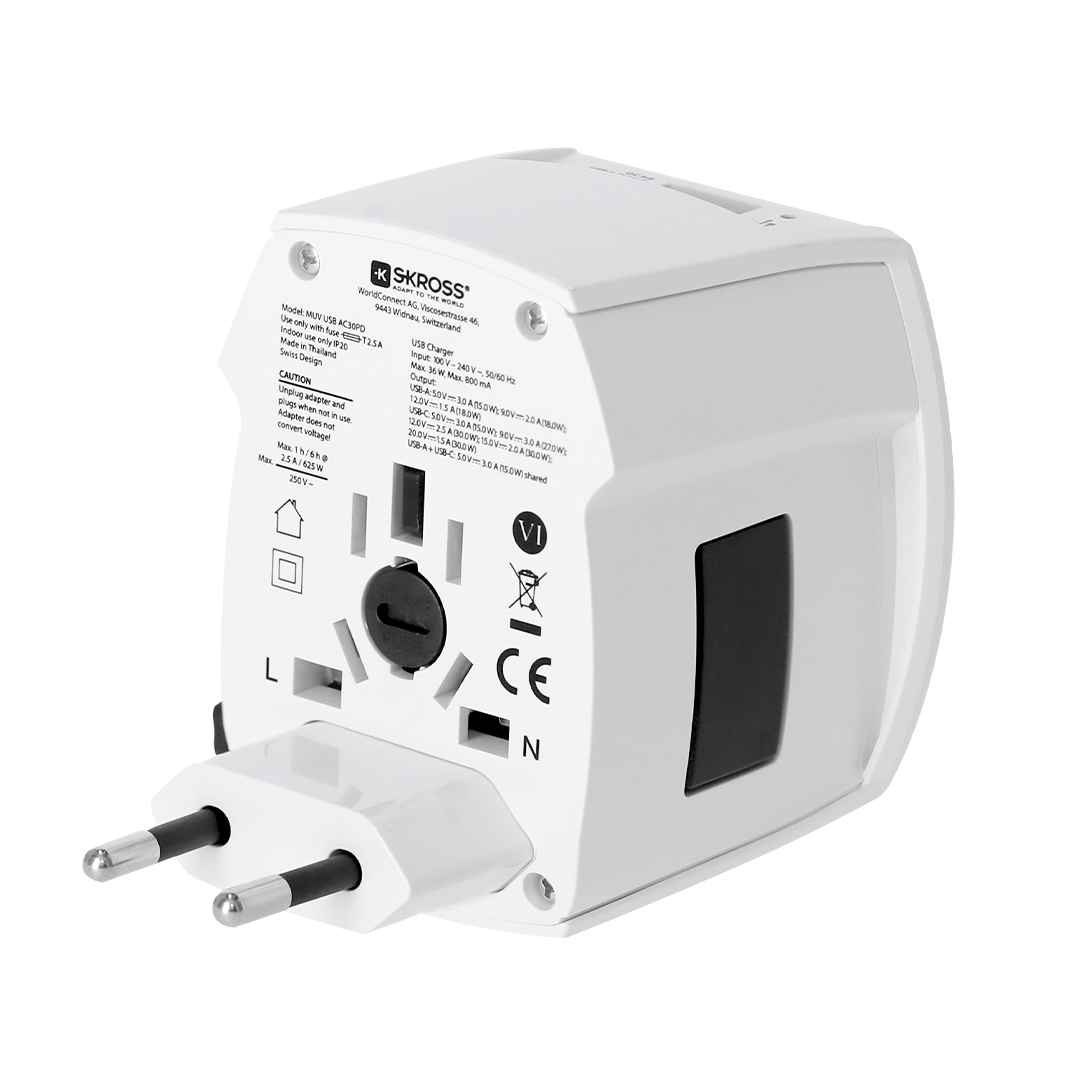 Universal Reise Adapter Skross MUV USB 30W PD