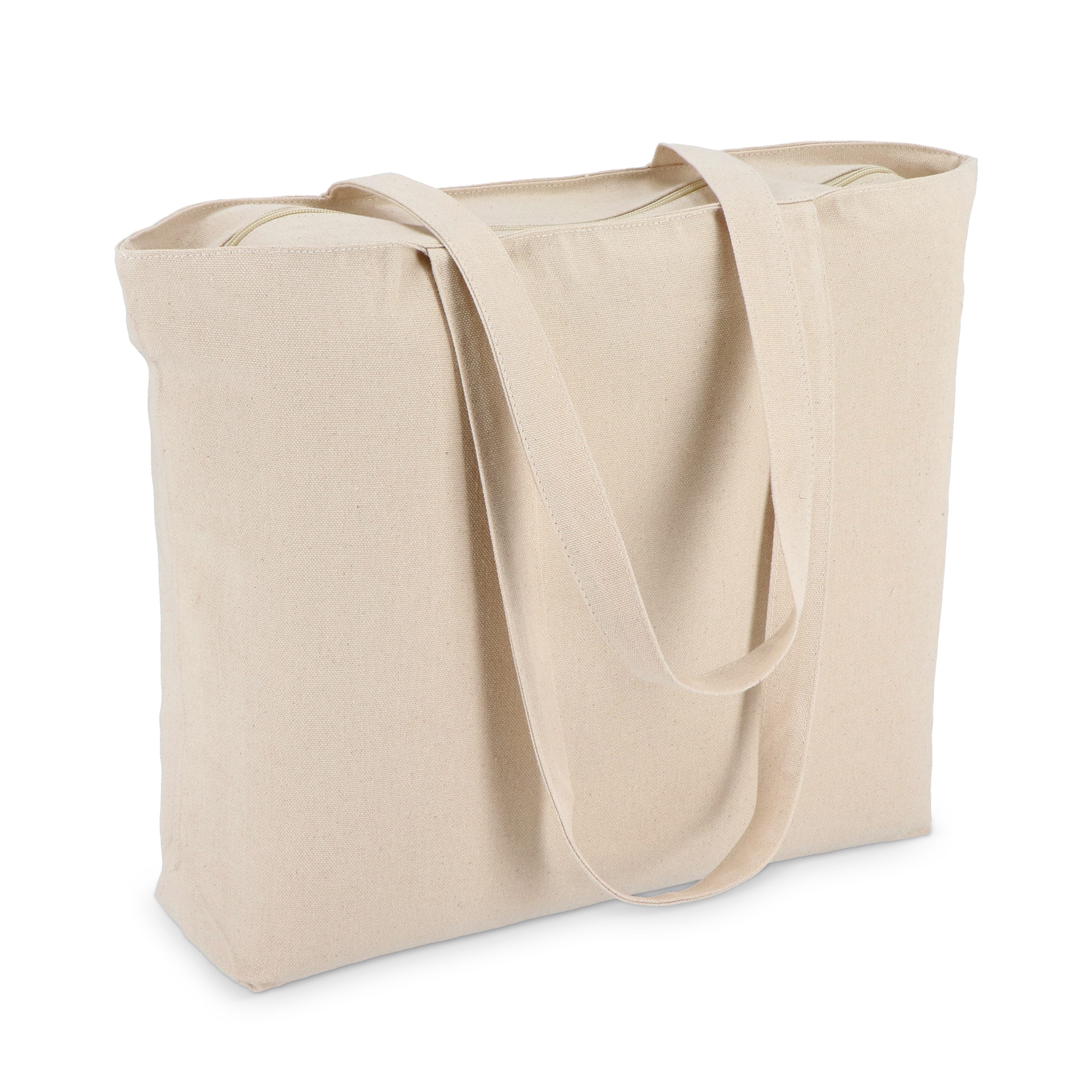 Baumwoll-Tragetasche mit Reißverschluss OEKO-TEX® 47 x 11 x 35cm 320g / m²