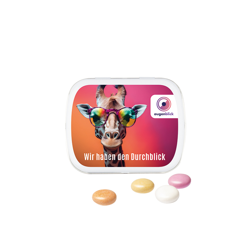 Klappdose, weiß, Mentos Kaudragee Fruit Klappdose, weiß, Mentos Kaudragee Fruit